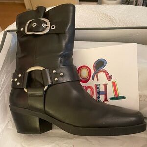 Stylish Black Leather Moto Boots